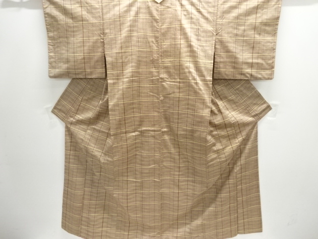 格子織り出し手織り紬着物